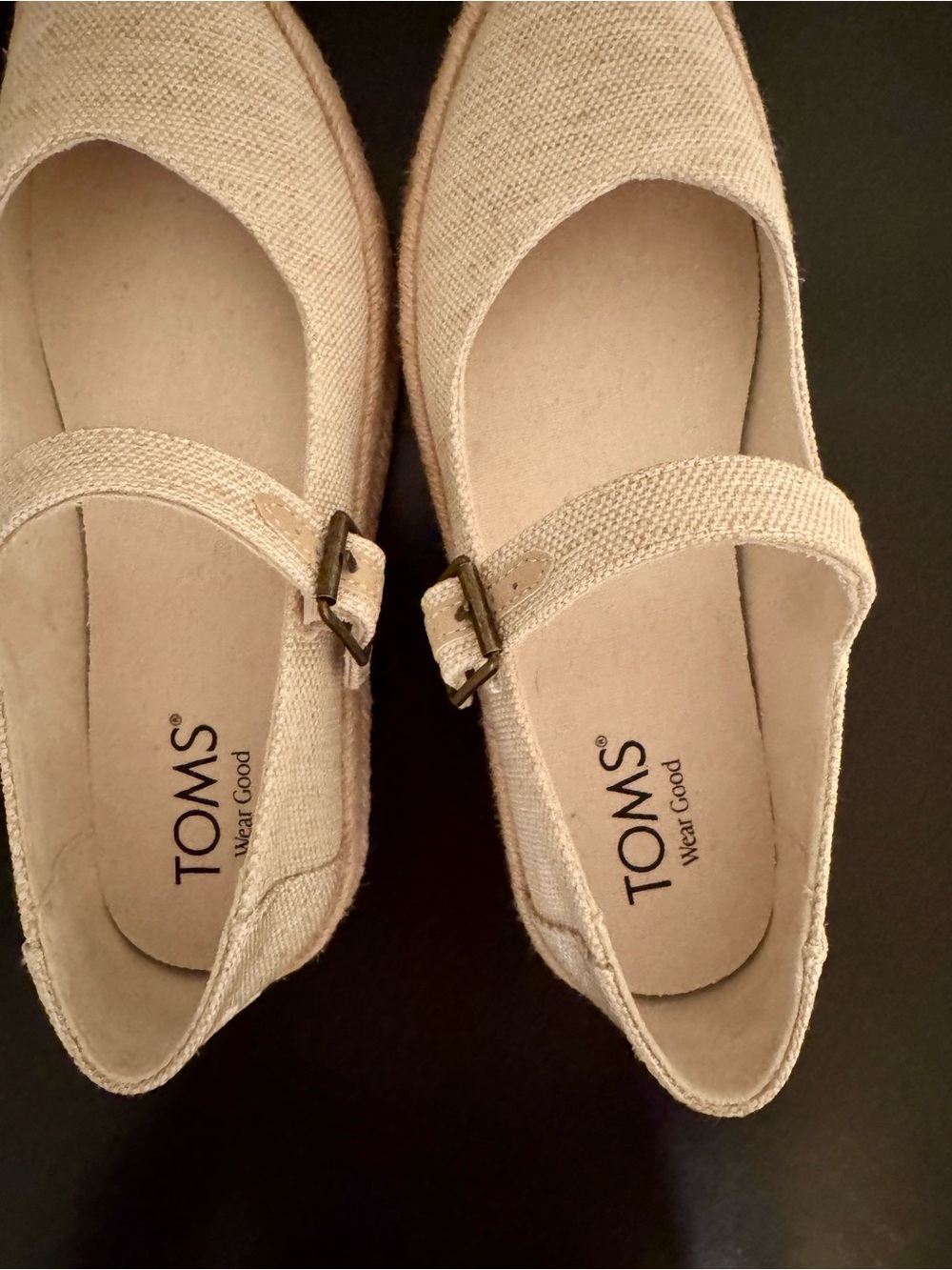 TOMS Natural Canvas Mary Jane Espadrilles with Buckle - Picture 5 of 11